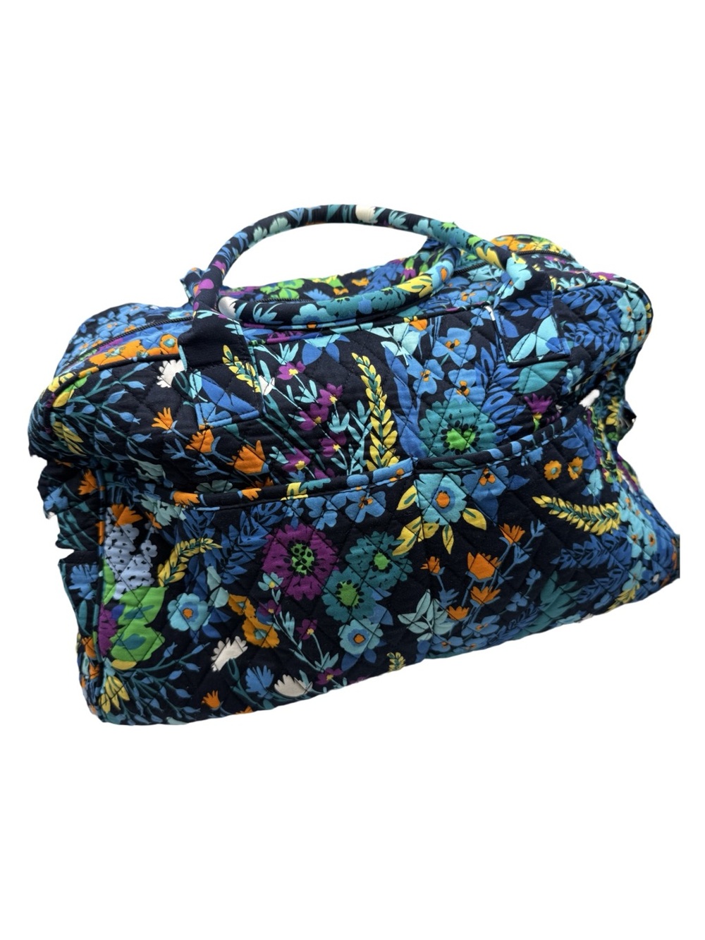 Vera Bradley Navy Multi Floral Quilted Travel Duffel Midnight Blues pattern